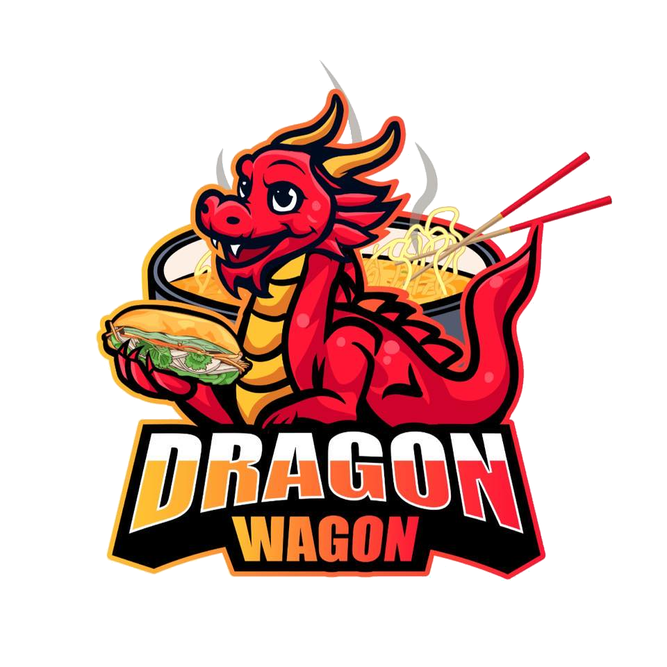 Dragon Wagon KC logo — red cartoon dragon with Vietnamese street food